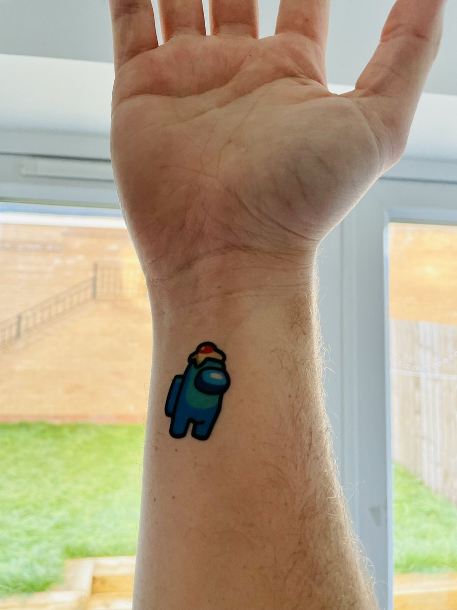 Temporary tattoo ftw 🙌 <a href="/AmongUsGame/">Among Us</a> #dadlife