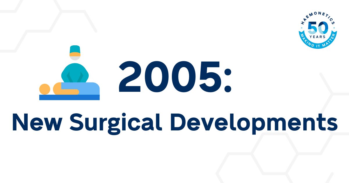 HaemoneticsCorp's tweet photo. Improving patient care has always been a key reason driving the work we do. In 2005, we doubled down on improving the surgery experience with two brand new innovations - cardioPAT® and SmartSuction Harmony®. #50YearsofHAE https://t.co/uf00RQrAkQ