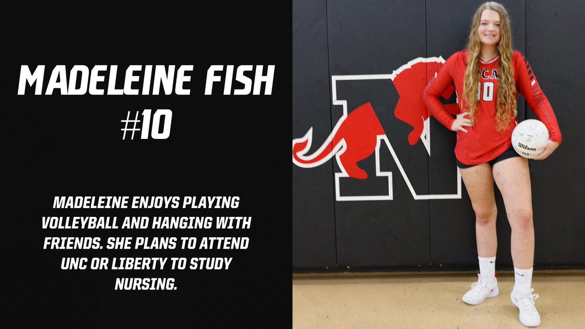 Athletics_NCA's tweet photo. 🚨Senior Spotlight‼️🚨
Madeleine Fish is our Volleyball Senior of the Week! Come out and support Madeleine and the volleyball team as they take on Thales Apex on Friday @ 6:30!
#NeuseNation https://t.co/Sj4VhoBGLG