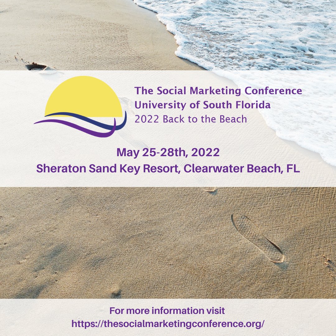FPRC_USF's tweet photo. We're pleased to announce that the 26th USF Social Marketing Conference will be heading back to the beach on May 25-28, 2022! #SMC2022 Visit https://t.co/fd0F6eJppl. 

#FPRC #socialmarketing #USFCOPHRocks #healthcommunication https://t.co/595i3UQFR9