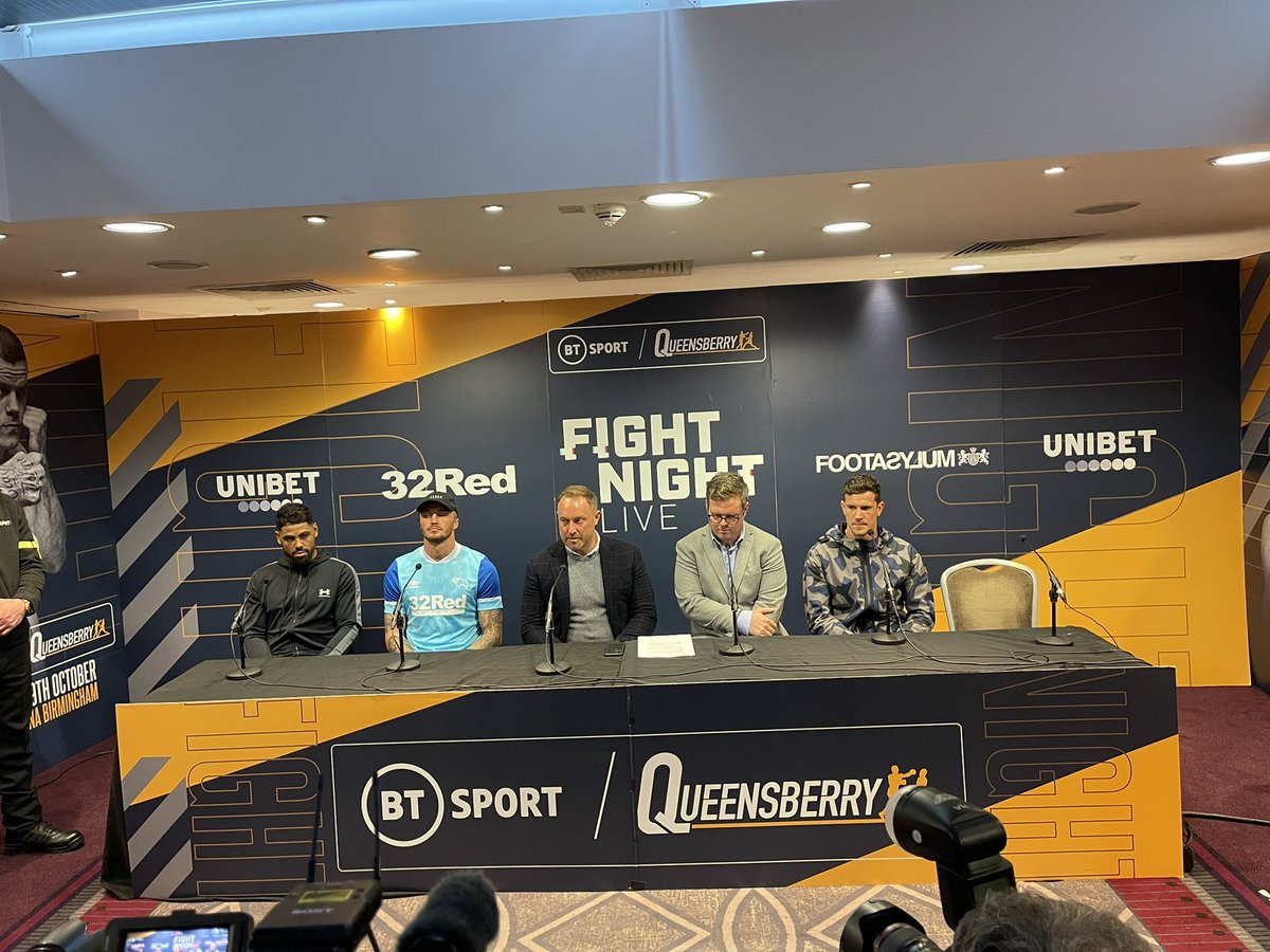 <a href="/zachparkerboxer/">Zach</a> <a href="/LennoxCBoxing/">Lennox Clarke Boxing</a> <a href="/NathanHeaney/">Nathan Hitman Heaney</a> at the @frankwarren_tv presser in Birmingham ahead of November 6 show live on @BTSportBoxing 
My fighter zach is fighting Marcus Morrison who is one of very few to even want this fight so respect to him