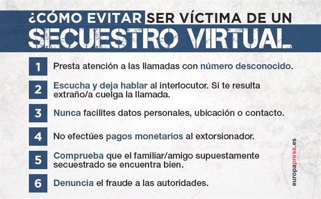 🔔👀¡OJO!

Cuando en una ☎llamada:

🔹Dicen tener a un familiar secuestrado

🔹Exigen dinero rápido

🔹Intentan prolongar la llamada

🔹Provocan que estés nervioso y te bloquees

👉NO ES UN SECUESTRO👈

Es un intento de #extorsión telefónica