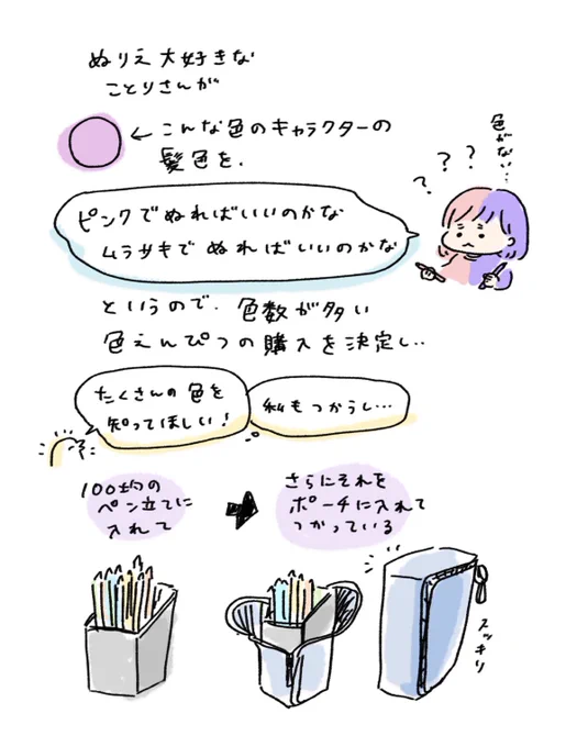 色鉛筆、色が多いと楽しいです 