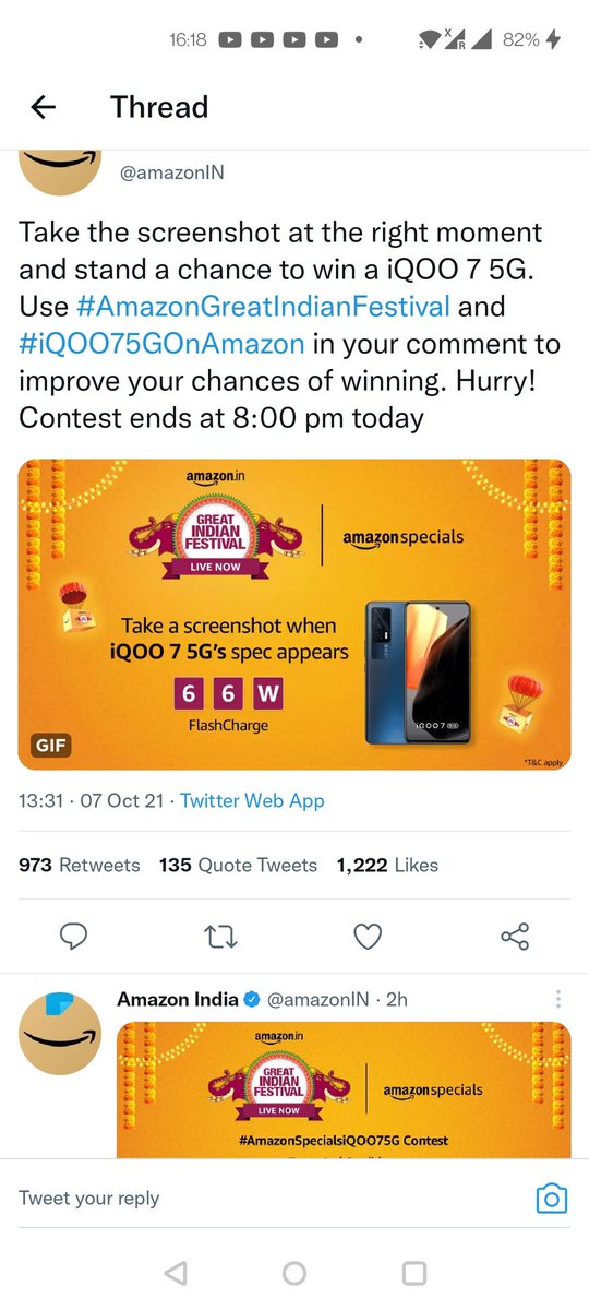 Silent4doping's tweet photo. @amazonIN Heres my screenshot
 #AmazonGreatIndianFestival #iQOO75GOnAmazon https://t.co/asVntO7JFo