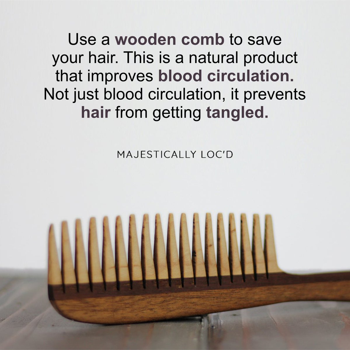 Wooden comb is here to save your hair. Use it to believe it. This is a natural product that improves blood circulation. Not just blood circulation, it prevents hair from getting tangled. Experience it yourself by using a wooden comb.
.
#majesticallylocd #hairrestoration