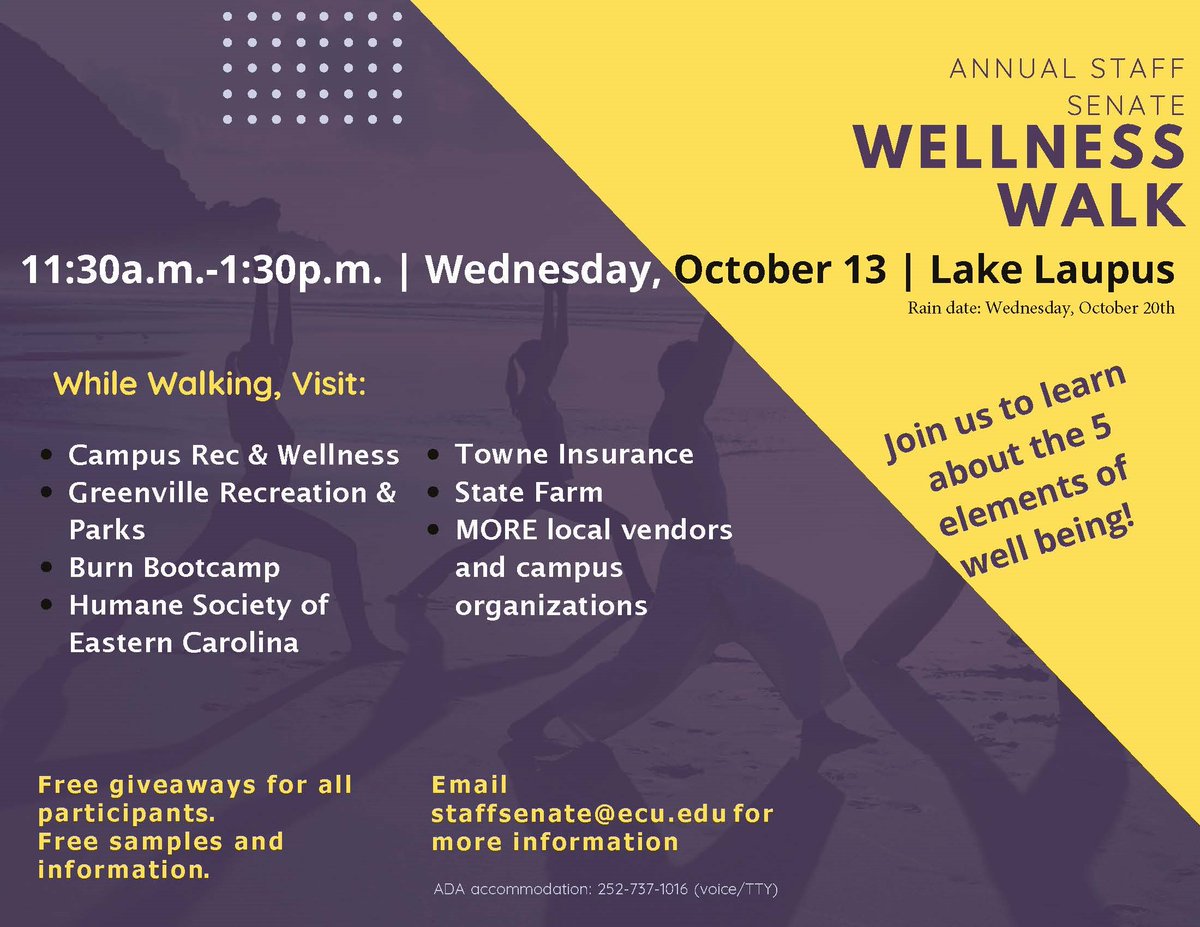 Join us next week for our Wellness Walk event! See you at Lake Laupus from 11:30 a.m. to 1:30 p.m.
