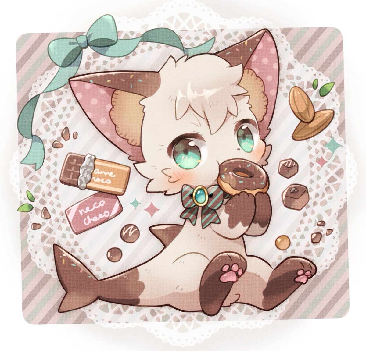 food chocolate bow eating solo no humans candy  illustration images