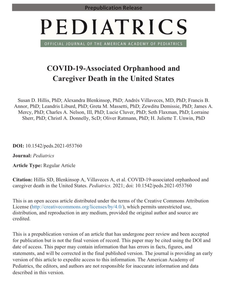 Sobering data out today showing that more than 140,000 children have been orphaned or lost a caregiver due to Covid19. Please get vaccinated. Please vaccinate your children. Please use other mitigation strategies, else we risk a different type of pandemic.