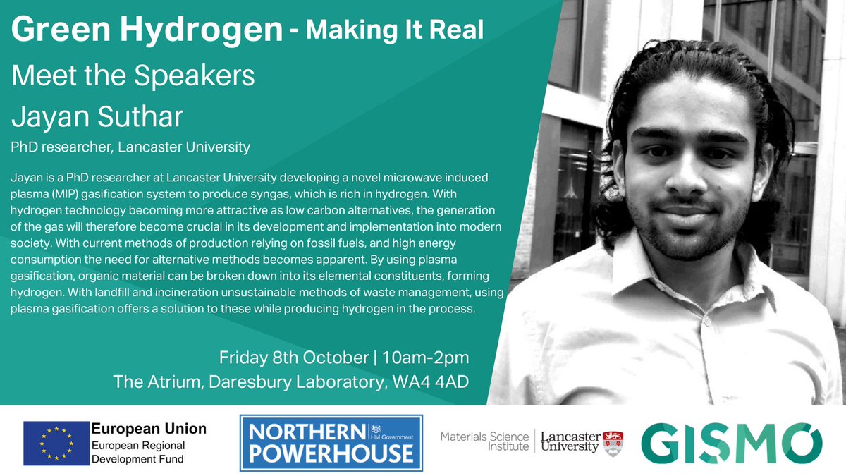 Meet our speakers for tomorrow's event, Green Hydrogen - Making It Real. <a href="/LancasterUni/">Lancaster University</a>'s Jayan Suthar will be giving a talk titled 'Hydrogen – Make It from Waste'. 

There is still time to book, click here to register ▶️ bit.ly/3hSEEDl