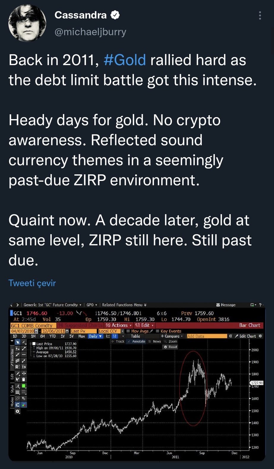 Michael Burry Gold Tweet