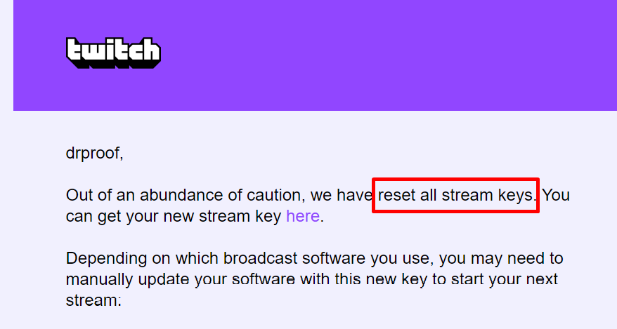 derproof's tweet photo. Was hab ich euch gestern über unverschlüsselte Stream Keys gesagt, während alle wegen den Passwörtern am rum quaken waren. ✌️
#twitchleak #twitchhack https://t.co/znZs2Ew8Hm