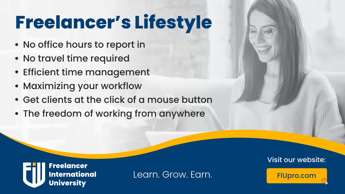 FiUprofessional's tweet photo. The freelancer’s lifestyle often sounds like a dream due to the perks that come with it.
Join https://t.co/yHa1DqoytC and learn the skills in demand.
#office #freelancer #freelancing #lifestyle #management #travel #learning #clients #freedom #WorkFlowForMe #dreambig https://t.co/G9lShqwjQf
