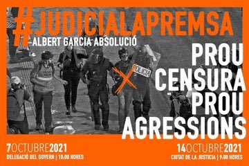 El 14 d’octubre tenim una cita davant la Ciutat de la Justícia, en contra del #JudiciALaPremsa. 

Demanarem l’absolució d’<a href="/AlbertGarciag/">Albert Garcia</a>, i direm prou a la censura i a les agressions contra la premsa.