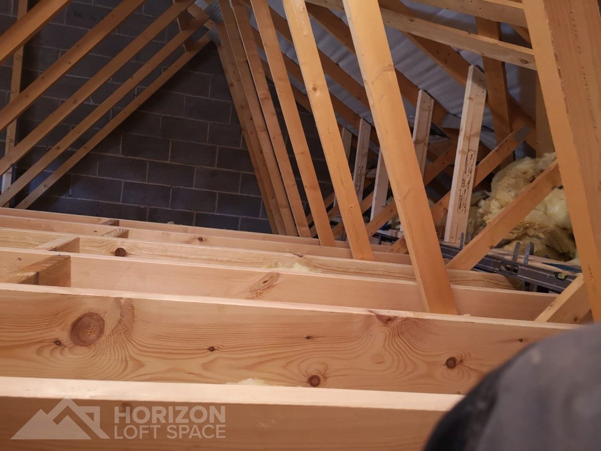 LoftHorizon's tweet photo. Sneak peak inside our new loft. This will soon become a master bedroom, ensuite & small office. #horizonloftspace #newproject #structuralphase #loftconversion #reardormer #loftconversionspecialists #loftconversionwestmidlands #veluxcertifiedinstaller #trustmark #dontmoveimprove https://t.co/S5DYndAY1y