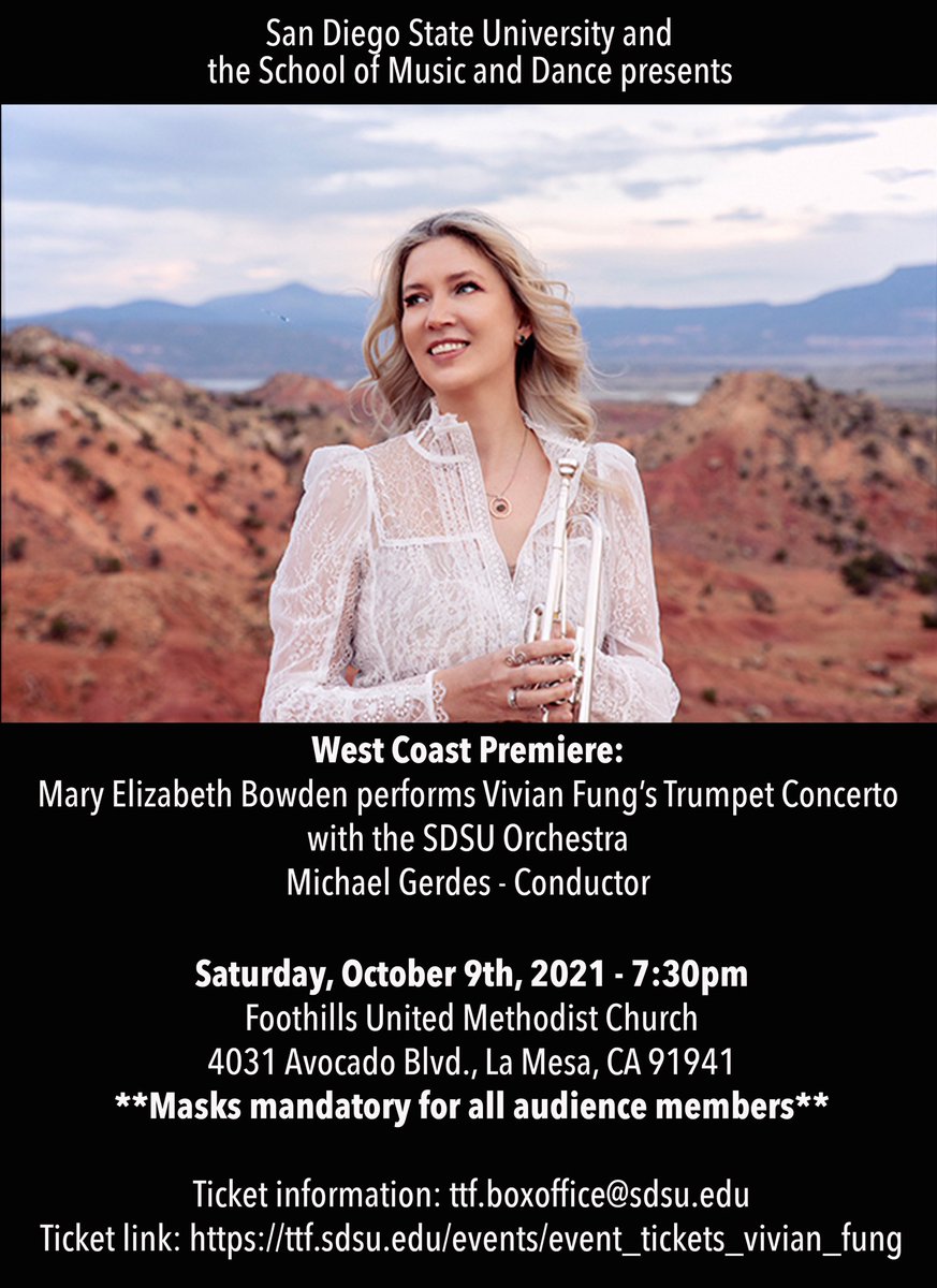 Now on sale! This Saturday! ttf.sdsu.edu/events/event_t… #maryelizabethbowden #trumpet #sdsu #sdsumusicanddance #vivianfung #music #concert #liveconcert