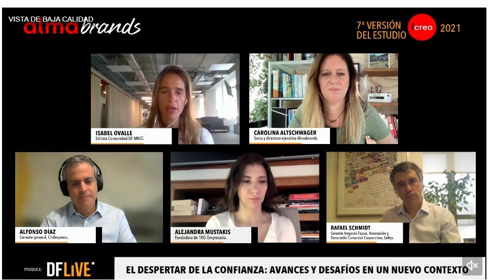 Almabrands's tweet photo. AHORA #ICREO2021
Conversamos con nuestros panelistas:
- Carolina Altschwager, nuestra socia fundadora
- Alfonso Díaz Gerente general de @Chilexpress 
- Alejandra Mustakis, directora de 1KO
- Rafael Schmidt, gerente innovación y desarrollo comercial Softys

https://t.co/LYmRzdpKwf https://t.co/Dr44AVmaEu