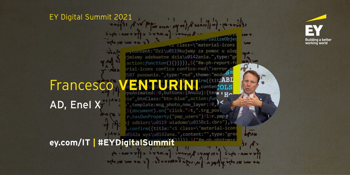 La sfida di domani è quella di fare il passo finale, il problema dell'innovazione è che spesso si riesce ad avere parti dell'azienda che fanno innovazione e la fanno anche bene, queste vanno però unite al resto dell'azienda
Francesco Venturini, AD Enel X a #EYDigitalSummit #EnelX