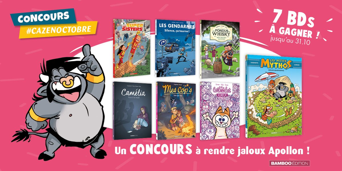 Non non, vous n'avez pas été frappés par la foudre de Zeus : ces 7 albums sont bel et bien à gagner via un #concours ! ⚡

RT &amp; follow pour participer. Et pour augmenter vos chances, partagez une photo de votre album préféré avec le #cazenoctobre !