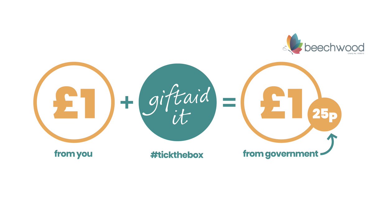 Gift Aid is a simple way to increase the value of your gift to Beechwood – at no extra cost to you.
To celebrate #GiftAidAwarenessDay, we are encouraging our supporters to #tickthebox when they donate to our Charity.
