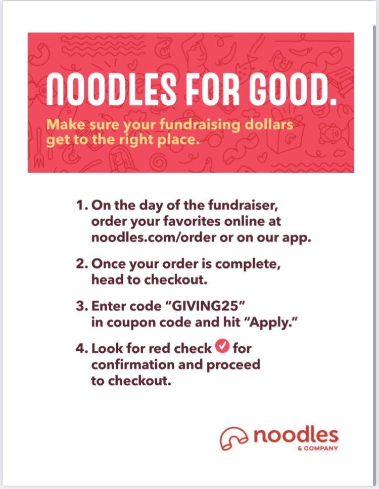 NOODLE FUNDRAISER TONIGHT!!! From 4-8pm at the Apple Valley location. if you are ordering online enter the code GIVING25 to the coupon code. SEE U ALL THERE!🍜🦅🤎