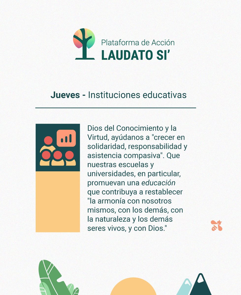 Campaña #40DíasDeOración 🕯️ por los #ObjetivosLaudatoSi
Hoy Jueves rezamos por las #InstitucionesEducativas
🙏  🏫👩‍🏫🧡

#SomosJesuitas #PlataformaLaudatoSi #LaudatoSiActionPlatform