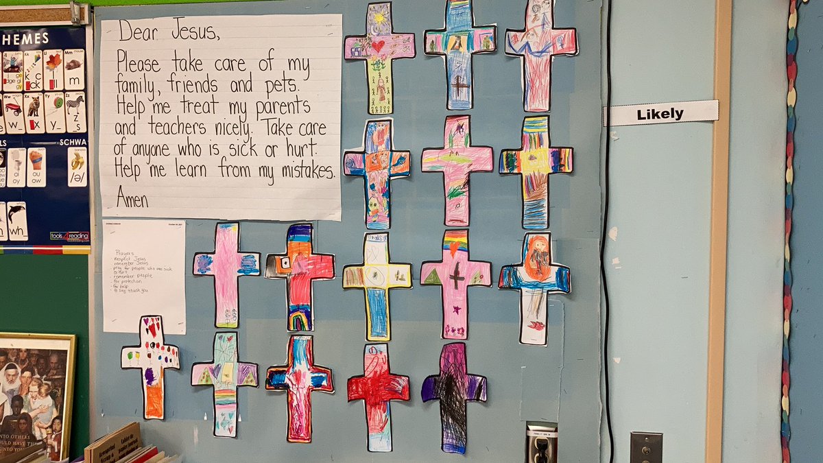 Grade 1-2 wrote a prayer to ask help and take care of those in need. They also made some colourful crosses that show that Jesus is an important part of their lived. We are beloved children of God.
