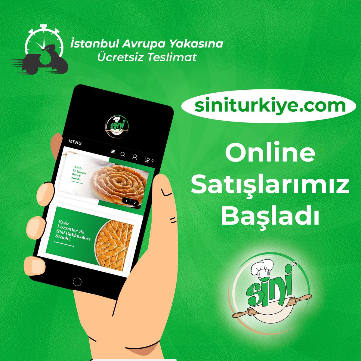 Avrupa yakası için hemen siparişinizi verin, ücretsiz ve taptaze olarak kapınıza getirelim.

Online sipariş: siniturkiye.com

Whatsapp sipariş: api.whatsapp.com/send?phone=905…

Telefonla sipariş: 444 54 77