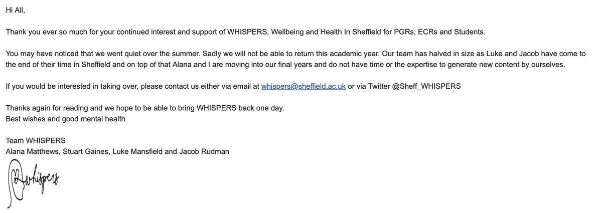 Sheff_WHISPERS's tweet photo. A further message from the team... https://t.co/scKtRkhq4X