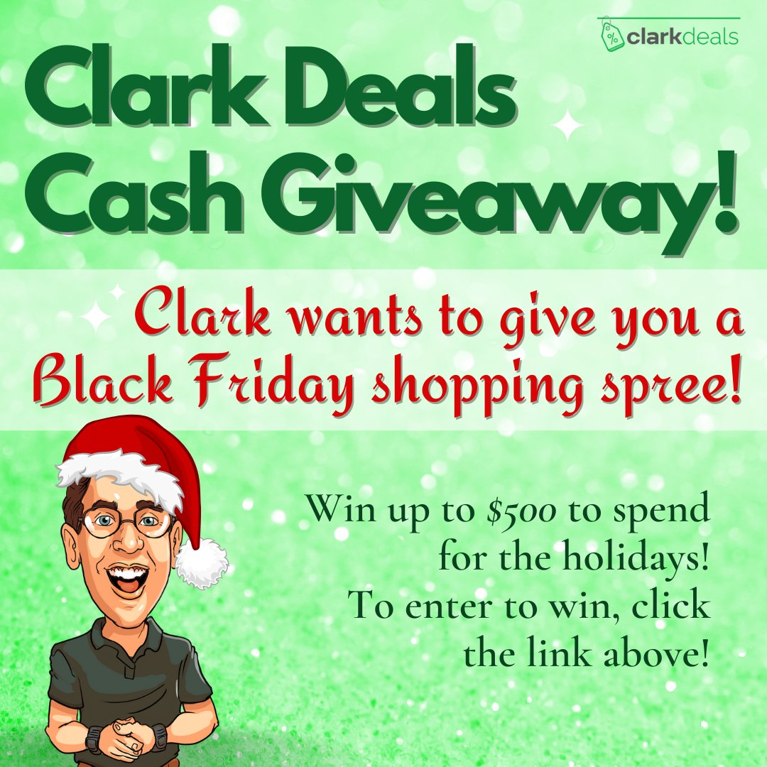 We want to give you up to $500 cash to spend for the holidays!🎄🎁🎅 Runners up will win $250 or $50 for 16 total chances to win. Enter here ➡️ clarkdeals.com/enter
