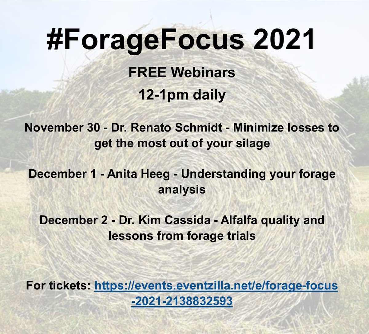 Guess what? #ForageFocus 2021 is only 1 month away! Join <a href="/ForageCouncil/">ON Forage Council</a> to for a field-to-feed program Nov 30, Dec 1 &amp; 2 at noon EST/ 11 CST. CEU credits available <a href="/CCAOntario/">CCA Ontario</a> Free reg: events.eventzilla.net/e/forage-focus… #ontag