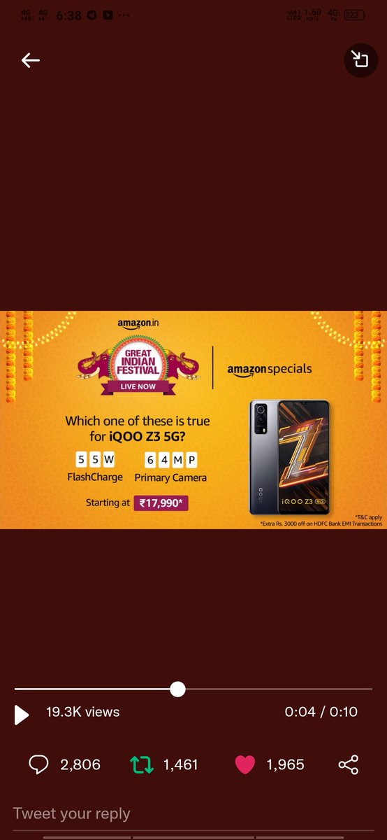 Arul9677's tweet photo. @amazonIN Here's My Perfect Screenshot

#AmazonGreatIndianFestival #iQOOZ35GOnAmazon 

@amazonIN 

Join
@Arul9677 
@Iambakkia 
@imkanaga1 
@iamkarthick97 
@TamilAmmu18 
@jayabalaji7128 https://t.co/iz0hL9kgK9 https://t.co/VHfO96XPkf