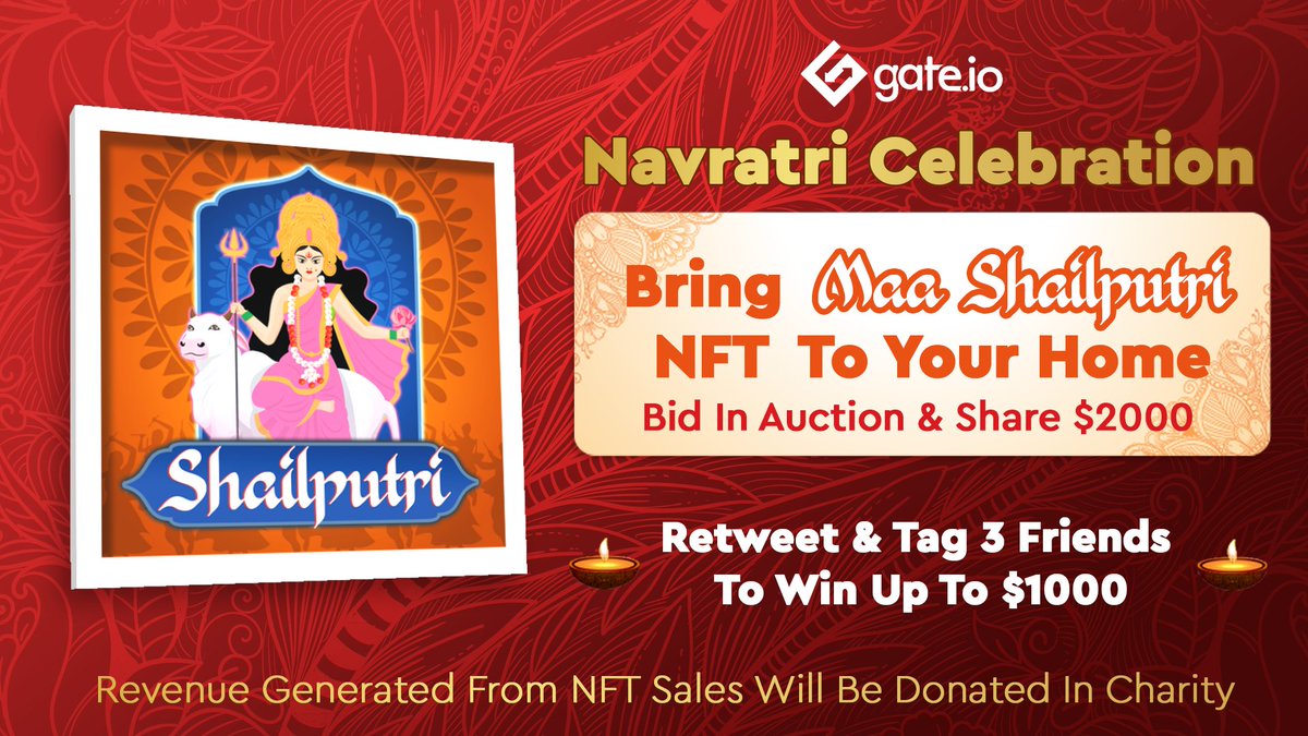 Gate's tweet photo. 🤗It's The 1st Day Of #Navratri

😋Bring Maa Shailputri's NFT To Your Home

💎Only 1 NFT In Auction | Rarest Collection
😎Opening Price: $5

🤓Details: https://t.co/lNr7wfjYzB
😇Buy Maa Shailputri's NFT: https://t.co/lQpQJIux5S

😍Revenue To Be Donated In Charity

#नवरात्रि https://t.co/1IBVsRbYAN