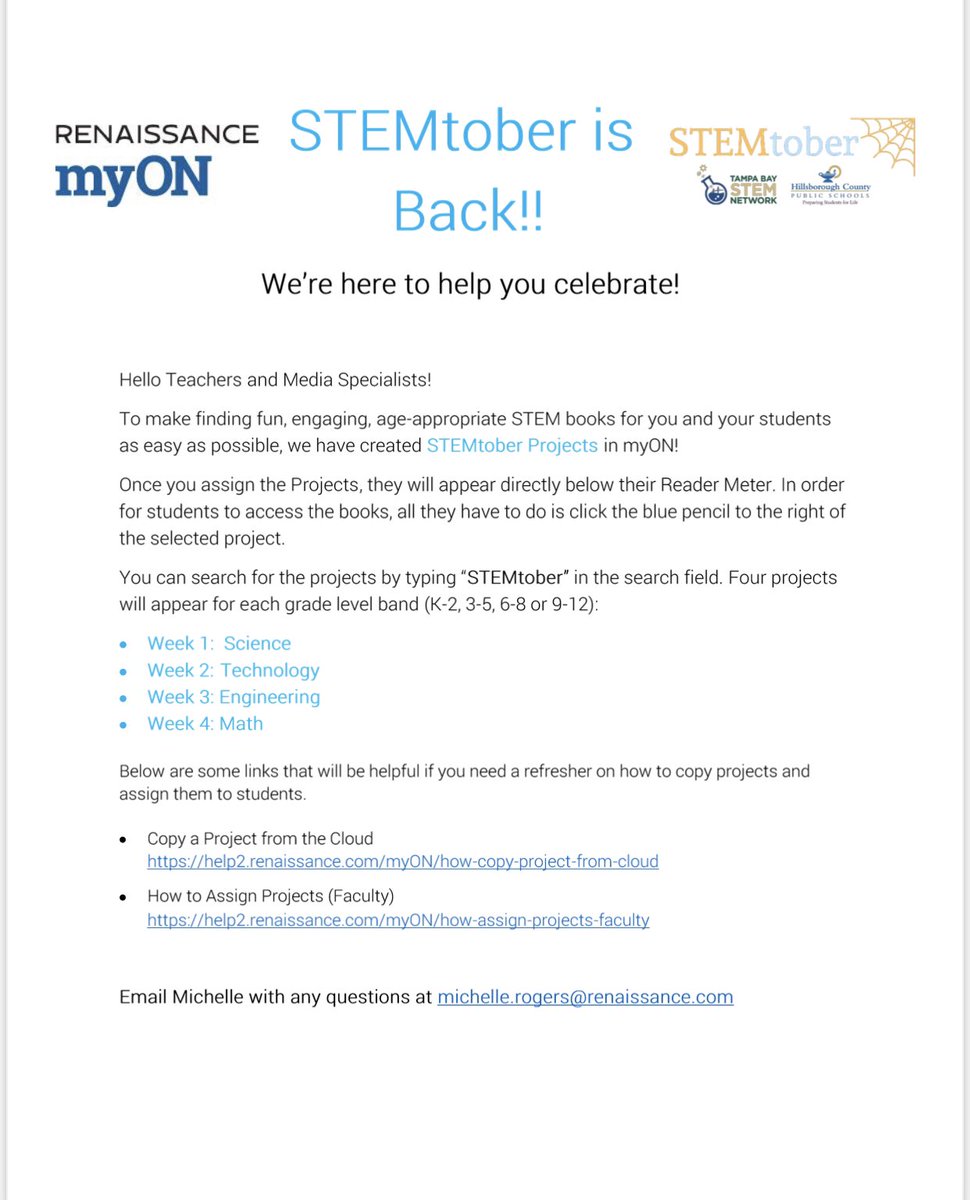 TampaBaySTEM's tweet photo. #STEMtober is here! We are thrilled to partner with our friends from @ReadonmyON in literacy and #STEM 🚀🤓💻🚀🤓💻 @HillsboroughSch @AddisonGDavis @PlantCityJulie @CityofTampa @STEMecosystems @100Kin10 @WeAreHAEST @tirado_shana https://t.co/NklgoxoiSE