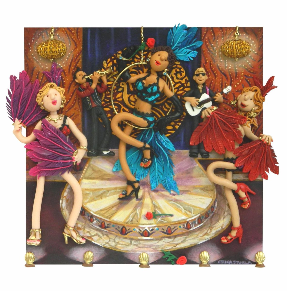 EricaSturlaArt's tweet photo. All dolled up for the Henries award ceremony tonight. All my fingers crossed that my @HolyMackerelUK Father’s Day cards put on a good show at the finals! #henries #FathersDay #polymerclay #greetingscards #originalart https://t.co/g3FKQoCcRM