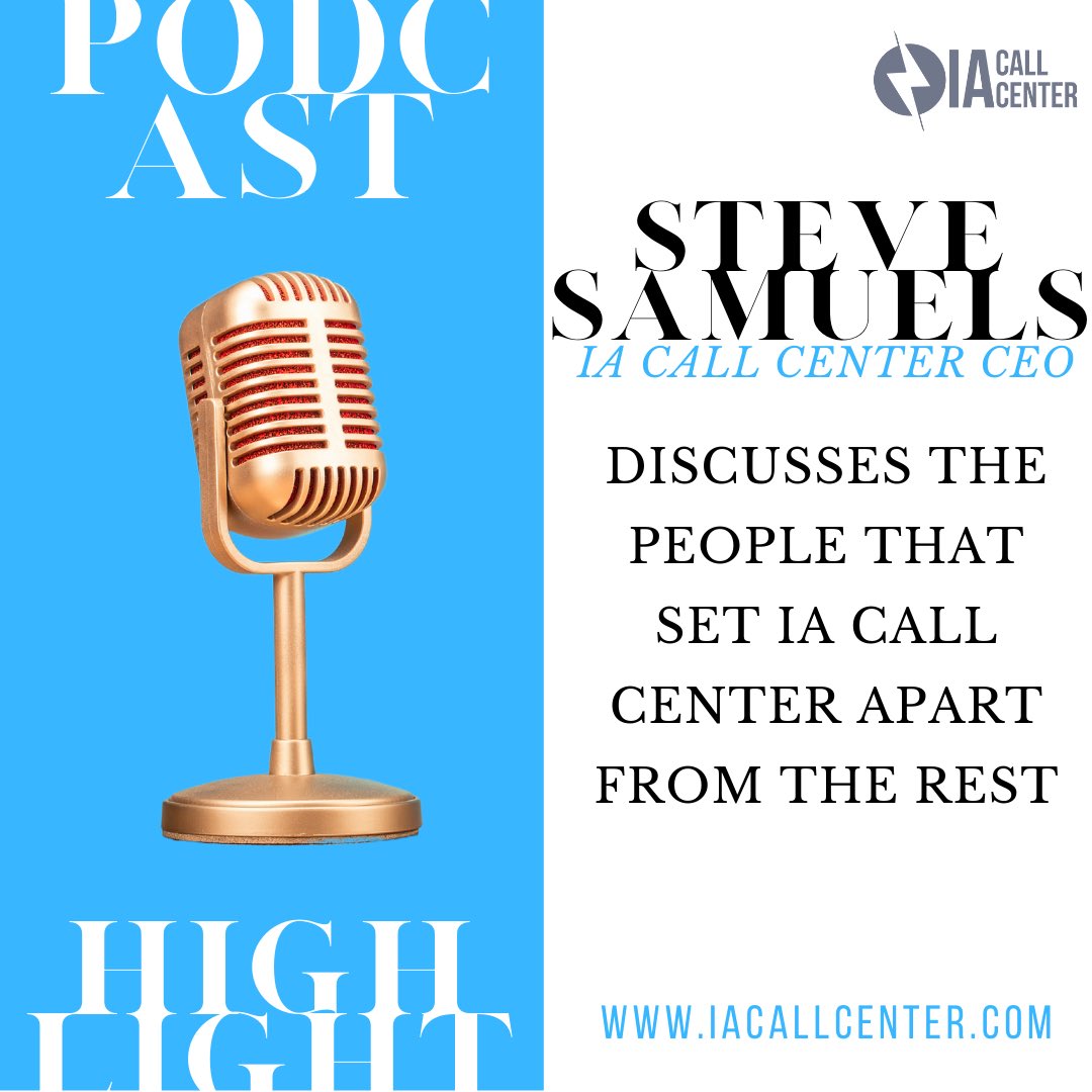 call_ia's tweet image. Steve Samuels, CEO of IA Call Center discusses the people that set IA Call Center apart from the rest. 

For more information, please visit iacallcenter.com.

#Salesupport #techsupport #overflowsupport #productsupport #customerservice #bpo #CustomerExperience #customer