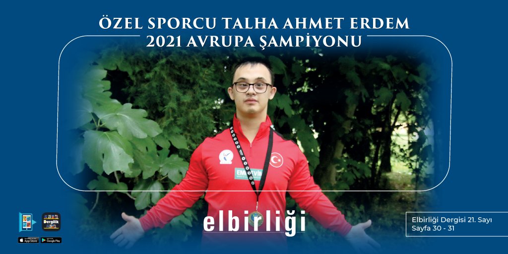 elbirligidergi's tweet photo. Talha Ahmet Erdem bu kez de 2021 Down Sendromlular Avrupa Oyunları'nda altın madalya kazandı. Talha Ahmet Erdem'in hayatını anlattığı ve genç sporculara tavsiyelerde bulunduğu röportajımızı aşağıdaki link üzerinden okuyabilirsiniz. 

🔗https://t.co/Gq1OG3tD5A https://t.co/3rE9BtyCN5