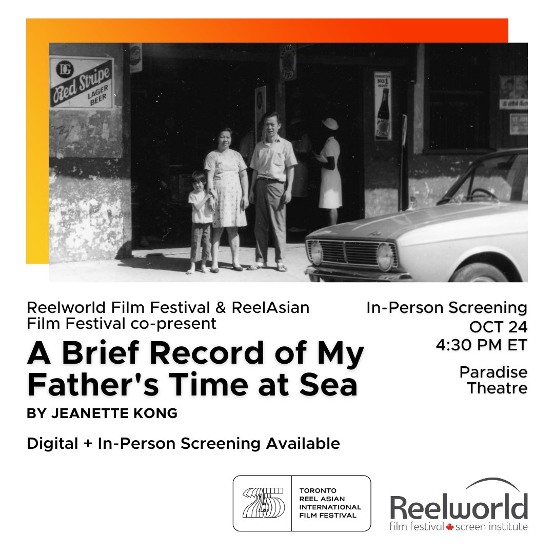 reelasian's tweet photo. We are excited to co-present A BRIEF RECORD OF MY FATHER'S TIME AT SEA at @reelworldfilm! Canadian filmmaker Jeanette Kong weaves together the strands of her Jamaican- Chinese identity as she recounts her father’s immigration journey. 

Tickets and passes: https://t.co/YusBNsBoAE https://t.co/st1LoVFoKD