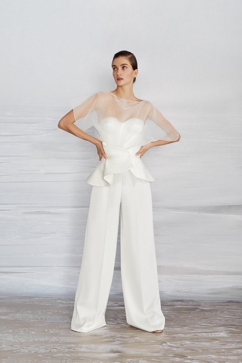 PollardiGroup's tweet photo. Gem | 18072
Deep water collection by #liretta

A wedding pantsuit with lace corset and peplum belt. Paired with the transparent organza blouze. 

https://t.co/zK20VDik3H
#wedding #weddingday #weddingdress https://t.co/bHR5clri0w