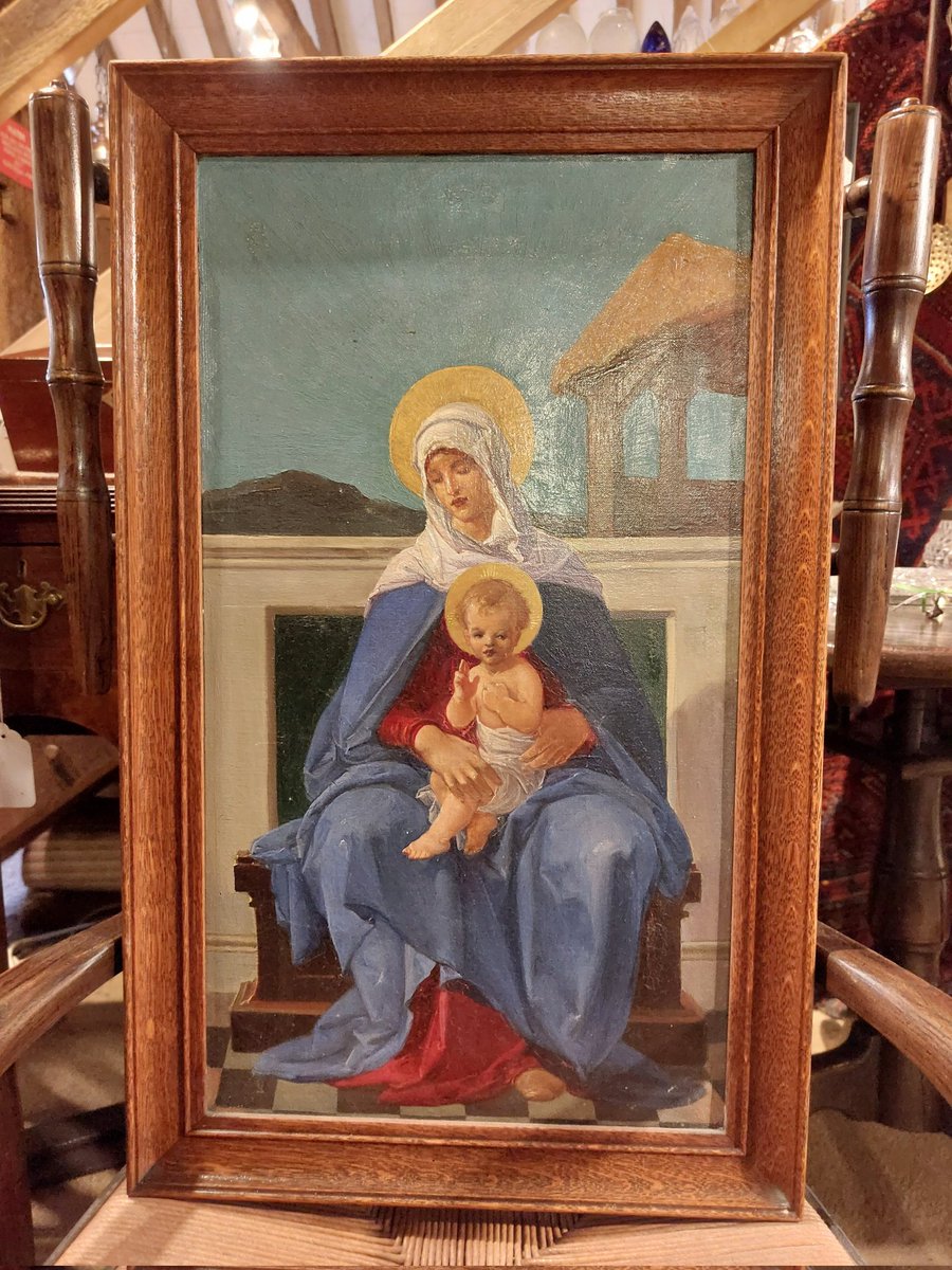 #oiloncanvas #madonnaandchild #italianpainting #decorativeantiques #eversleybarnantiques