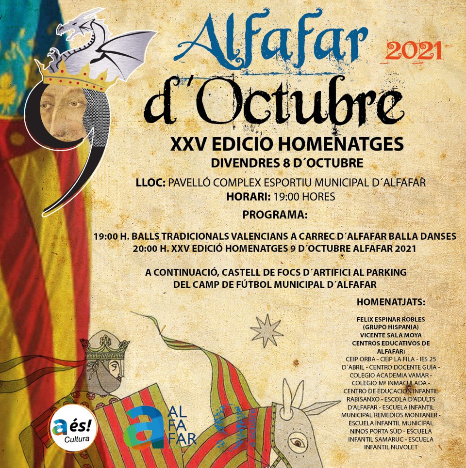 📜ENTREGA RECONEIXEMENTS 9 D’OCTUBRE 📜
📍Complex Esportiu Alfafar (Carrer Manuel Baixauli Andrés)
📆Divendres 8 d'Octubre
⏰19 hores
📲Emissió en directe 

#AlfafarCiutatDePersones
