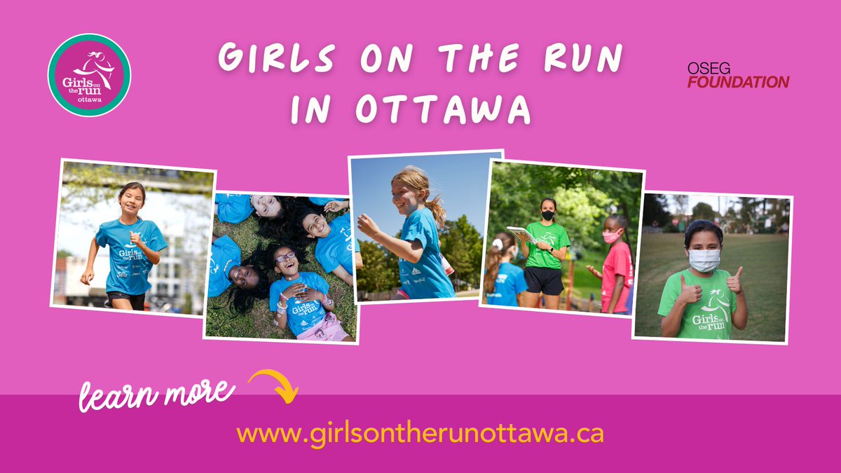 Exciting News! 🎉 

The OSEG Foundation has partnered with Girls on the Run International <a href="/GOTRI/">Girls on the Run®</a> to bring an acclaimed after school program for girls ages 8-13 to Ottawa! 

Read more:  bit.ly/3oG6dUJ