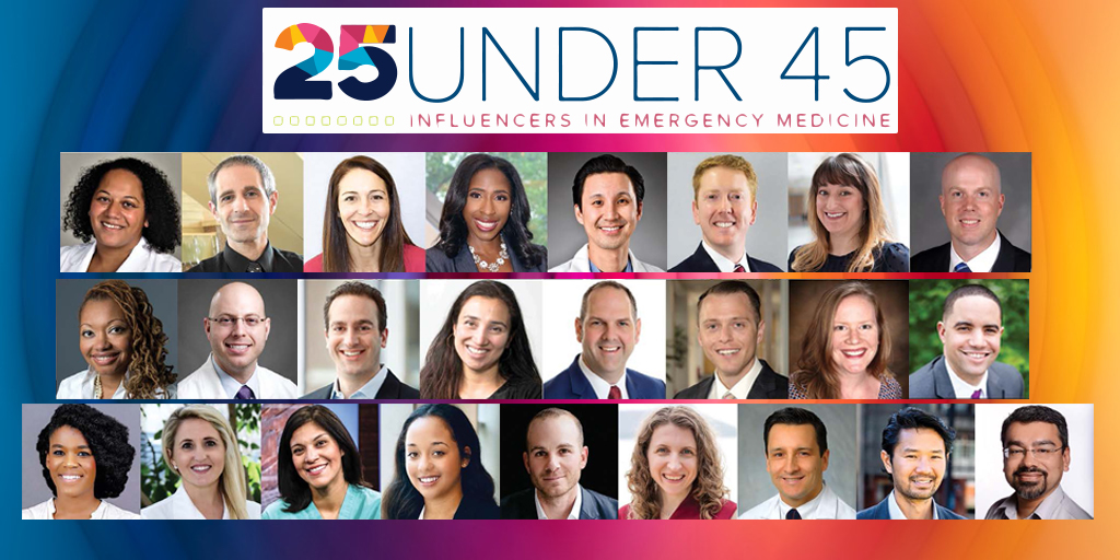 emresidents's tweet image. We’ve been bursting to share some news: allow us to introduce our #25Under45 honorees! These young physicians are elevating EM through med-ed, advocacy, research, practice, and the C-suite. Help celebrate this outstanding group! 
bit.ly/3izzKvu