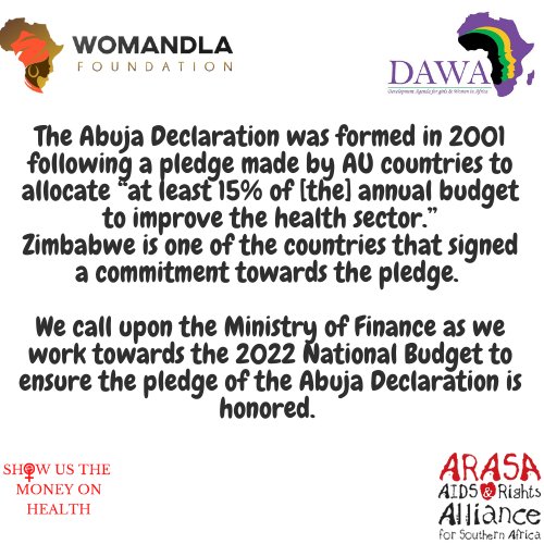 Show Us the Money on Health is a campaign working towards making @FinanceZw accountable.
Did you know Zimbabwe is one of the AU countries that made a commitment pledge during the Abuja Declaration of 2001?
#GirlsInBudgetConsultations
#ShowUsTheMoney4Health
@_ARASAcomms
@MoHCCZim
