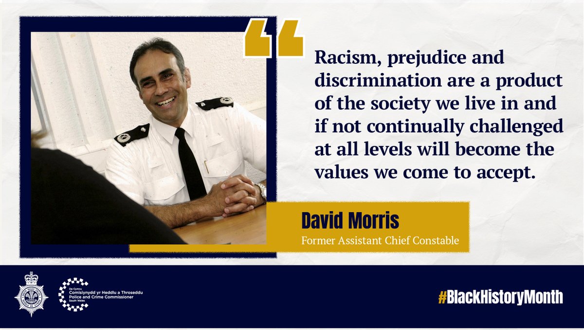 South Wales Police (@swpolice) on Twitter photo In 1999 <a href="/swpbpa/">South Wales BPA</a> was established and chaired by David Morris, who in 2005 became our first black chief officer, serving as an Assistant Chief Constable.
📸David retired from UK policing in 2010. His story is one of many told in our online exhibition🔗bit.ly/3DgNl2M
^jm In 1999 <a href="/swpbpa/">South Wales BPA</a> was established and chaired by David Morris, who in 2005 became our first black chief officer, serving as an Assistant Chief Constable.
📸David retired from UK policing in 2010. His story is one of many told in our online exhibition🔗bit.ly/3DgNl2M
^jm