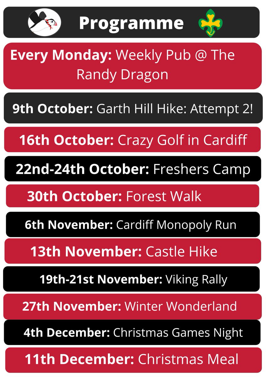 We know you've all been dying to know our plans for the rest of the year! So here's our programme for the rest of term!