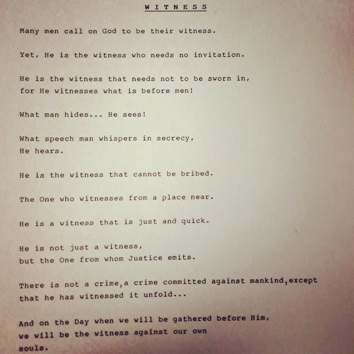 Witness
By: Sean Green
#PoemsOfTheSpirut