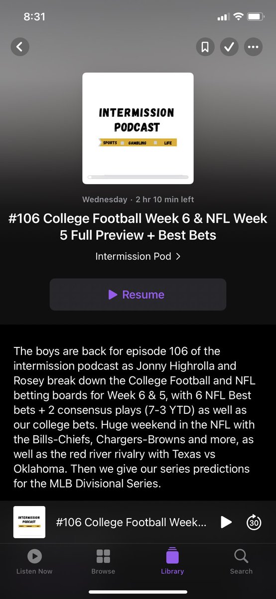 Issa Thursday which mean the weekend is almost upon us! Get it primed with another ep from the <a href="/Intermission__/">Intermission Sports</a> Podcast. 

 TWO HOURS of elite handicapping for both College &amp; NFL football. We gave out a couple more consensus hammers as well ⚒️

L + S 🤝
podcasts.apple.com/us/podcast/int…