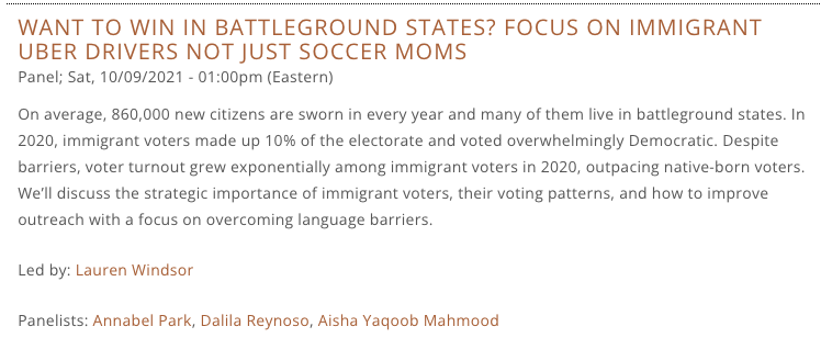 Annabel Park 🇺🇦 (@annabelpark) on Twitter photo Been hunkered down developing a new tool for researching, identifying, and engaging immigrant voters with an excellent team. We're launching this week w/ an exhibit booth & panel presentation <a href="/Netroots_Nation/">Netroots Nation</a> #nn21 ImmigrantVoterProject.com Been hunkered down developing a new tool for researching, identifying, and engaging immigrant voters with an excellent team. We're launching this week w/ an exhibit booth & panel presentation <a href="/Netroots_Nation/">Netroots Nation</a> #nn21 ImmigrantVoterProject.com