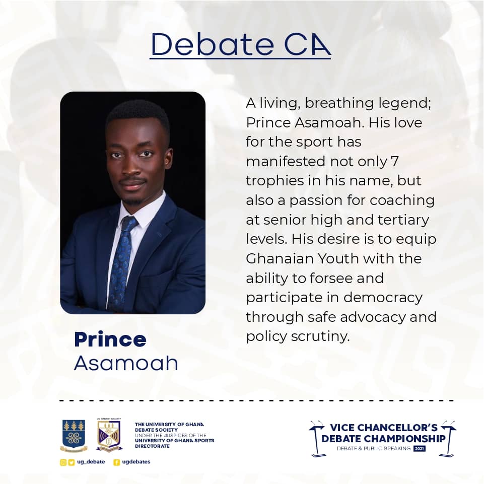 sports_ug's tweet photo. Meet our astute Debate Chief &amp; Deputy Adjudicators for the 2021 #VCDC finals tomorrow at the @UnivofGh Great Hall. https://t.co/F6nMUiyepb