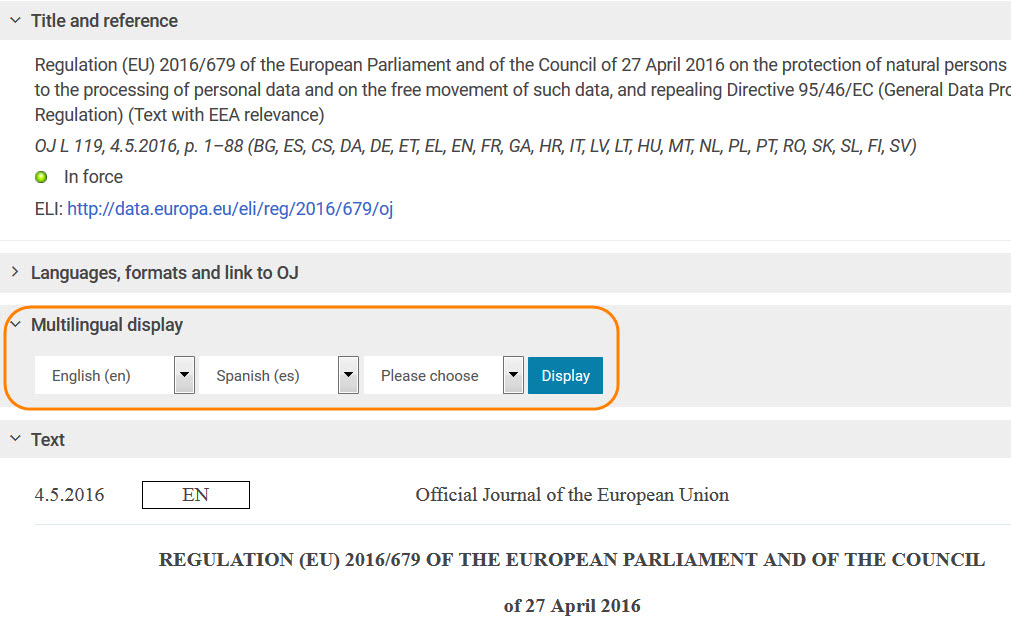 #eurlextip Are you a translator, lawyer, researcher? Are you looking for specific terms, comparing translations, trying to better understand a text? Our multilingual display allows you to display texts in up to three different languages side-by-side 🔎 europa.eu/!DG96vF